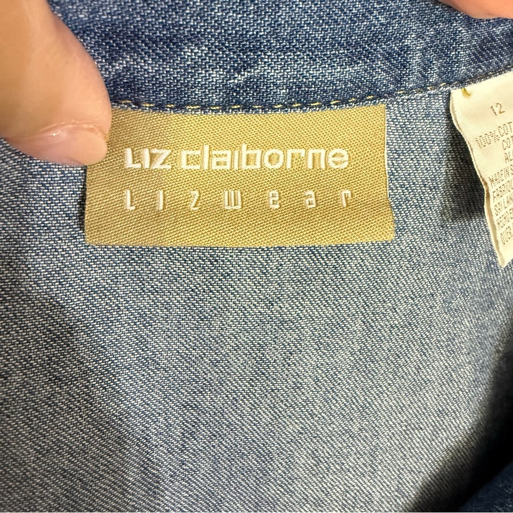 Vintage Liz Claiborne Lizwear Denim Jean long sleeve dress size 12 - Picture 9 of 12